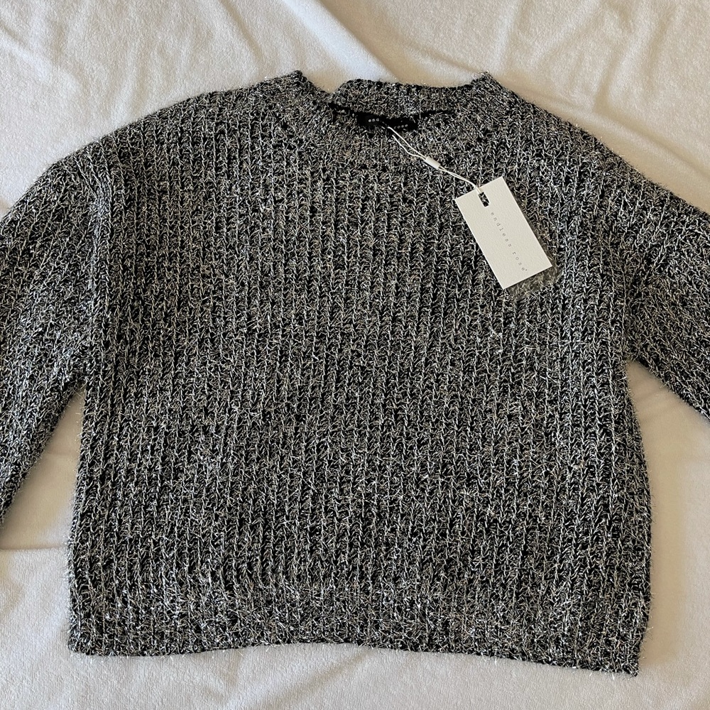 Silver/Black Crew Neck Sweater WITH TAGS!